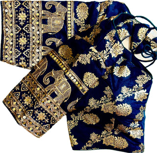 Navy Blue Stylish blouse design
