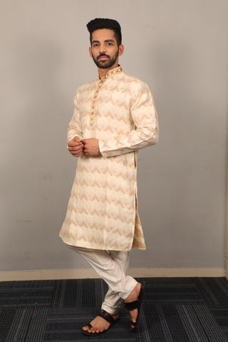 Indian Designer Jacquard Kurta Set For Men