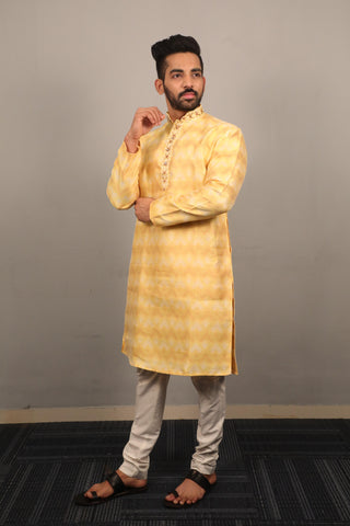 Indian Designer Jacquard Kurta Set For Men