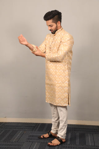 Indian Designer Jacquard Kurta Set For Men