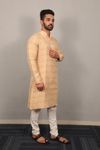 Indian Designer Jacquard Kurta Set For Men