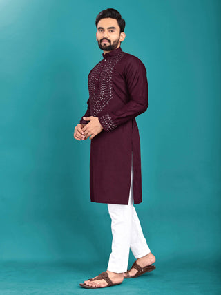 Mirror Work Kurtas Mens Ethnic Sets