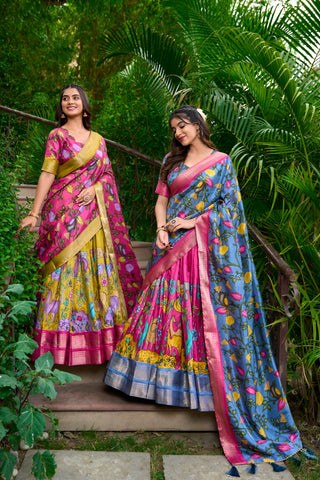 Pink Color Kalamkari Lehenga Choli for Navratri  garba nights