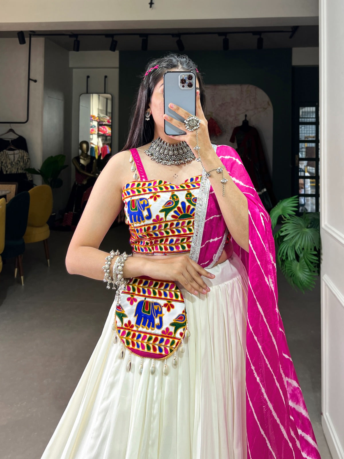 Plain Lehenga with border