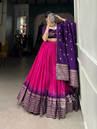 pink Chanderi lehenga choli for women