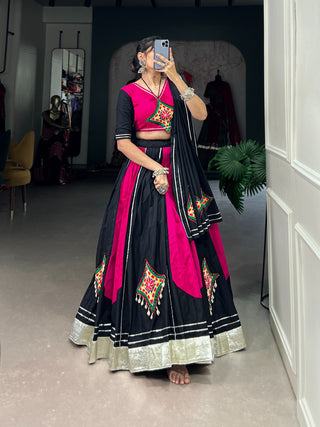 black cotton lehenga choli for garba