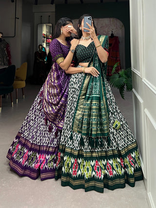 ikkat printed lehenga choli