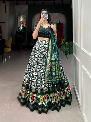 green ikkat printed lehenga choli usa online ragthm