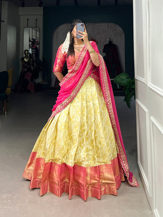 south indian jacquard silk lehengas choli