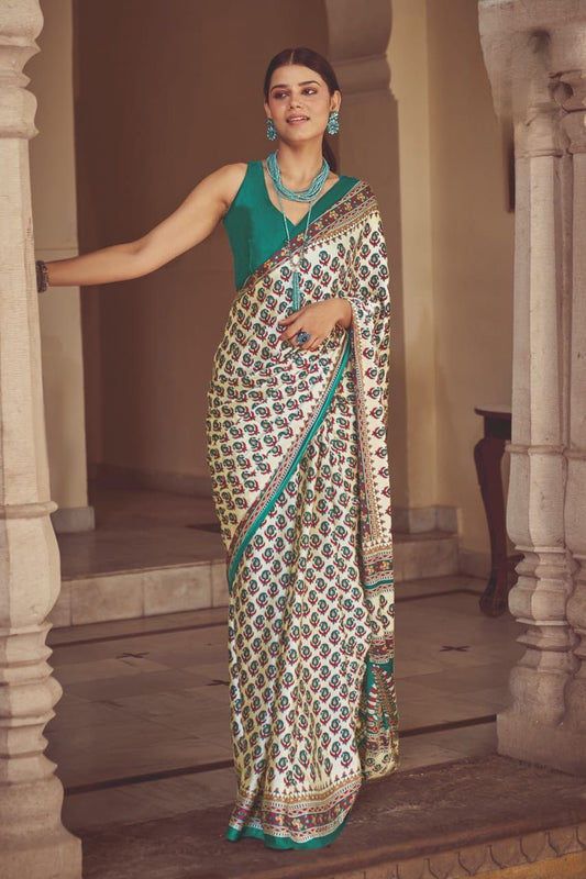 Japan Satin Silk Saree with Digital Printed for Party Wear