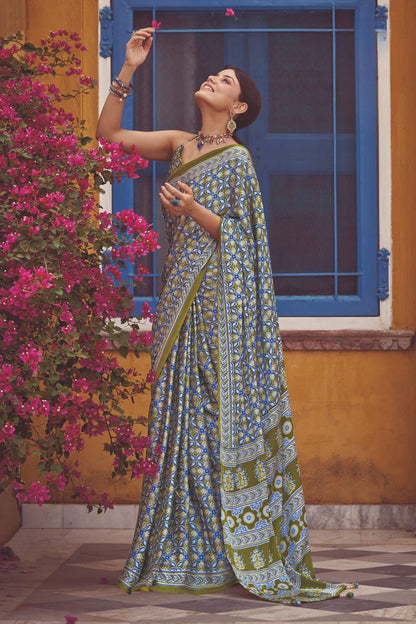 Japan satin saree with blouse in USA