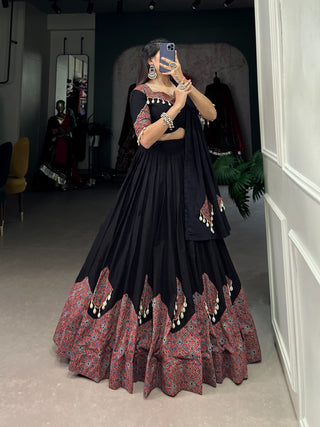 lengha ready to wear black cotton lehenga choli