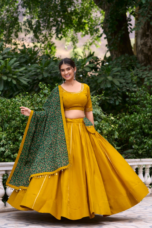 Black Cotton Lehenga Choli with Gota Patti for Wedding Wear