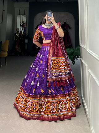 Purple gamthi work Ghagra choli