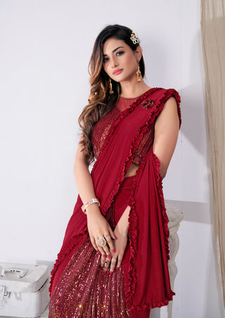 designer ready to wear saree with blouse