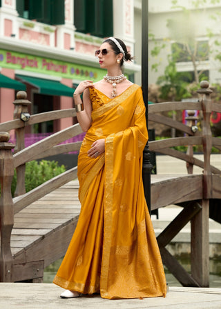 designer trendy yellow silk saree online shoppign usa