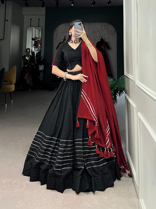 black chanderi lehenga choli