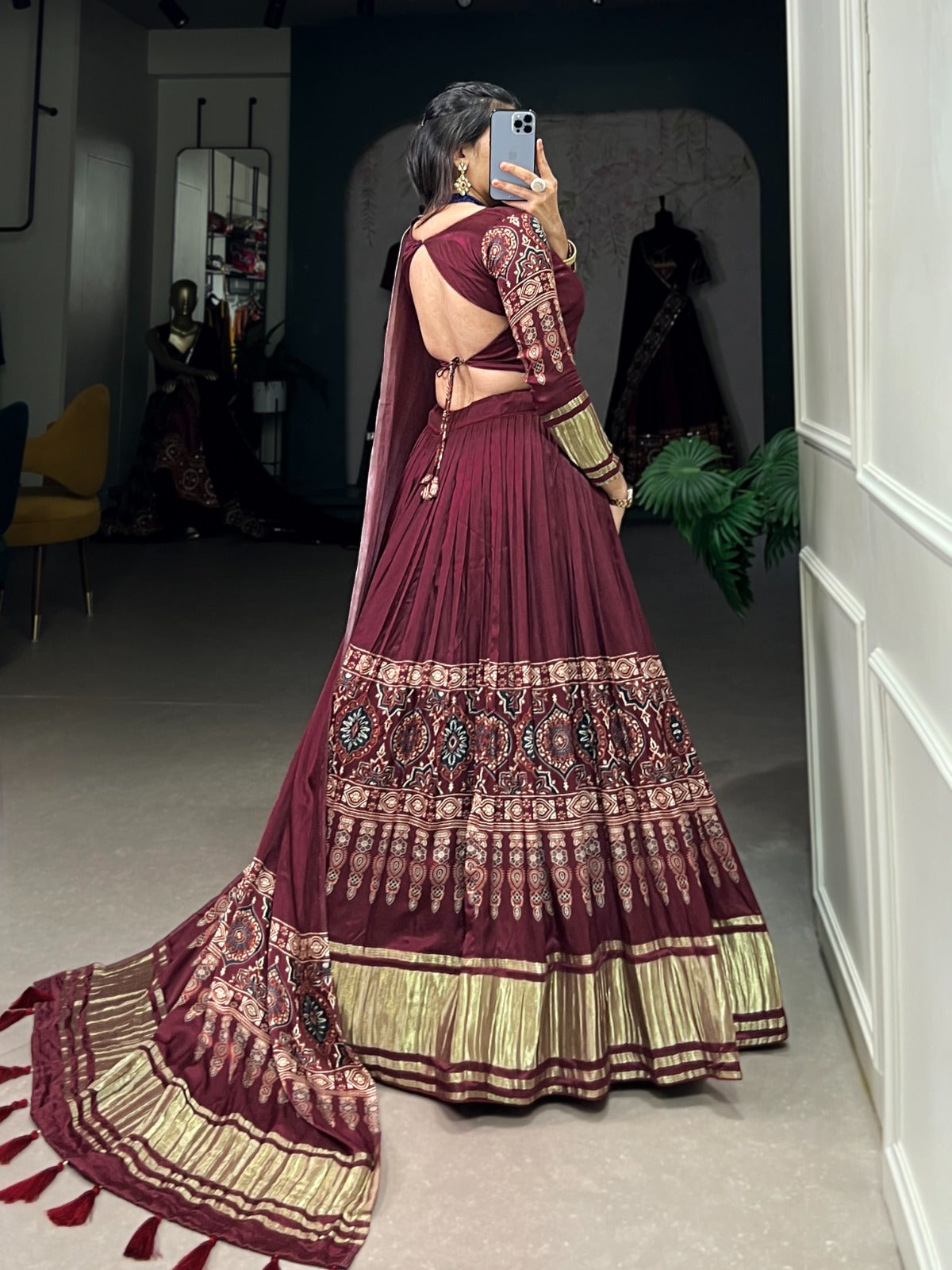 Simple maroon lehenga choli
