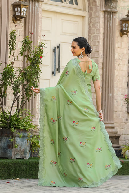 Pista saree for wedding

