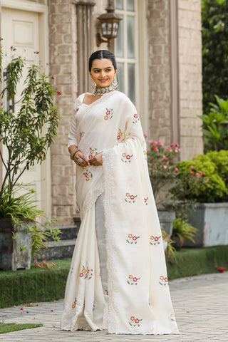 White saree wedding party wear
