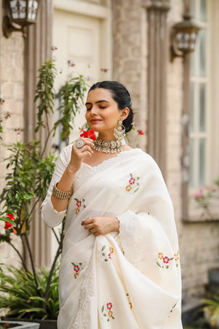 White saree wedding party wear
