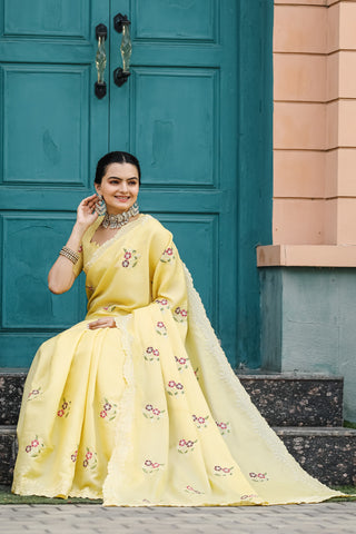 Yellow saree Party wear
