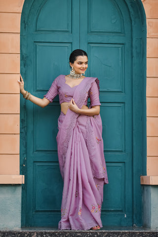 Onion colour saree Party wear
