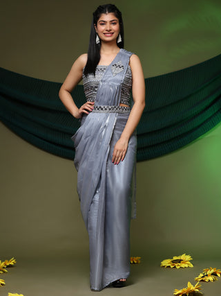 grey ready to wear saree