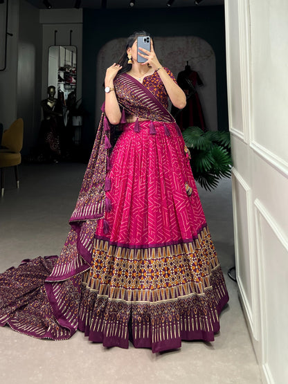 Pink color silk lehenga choli