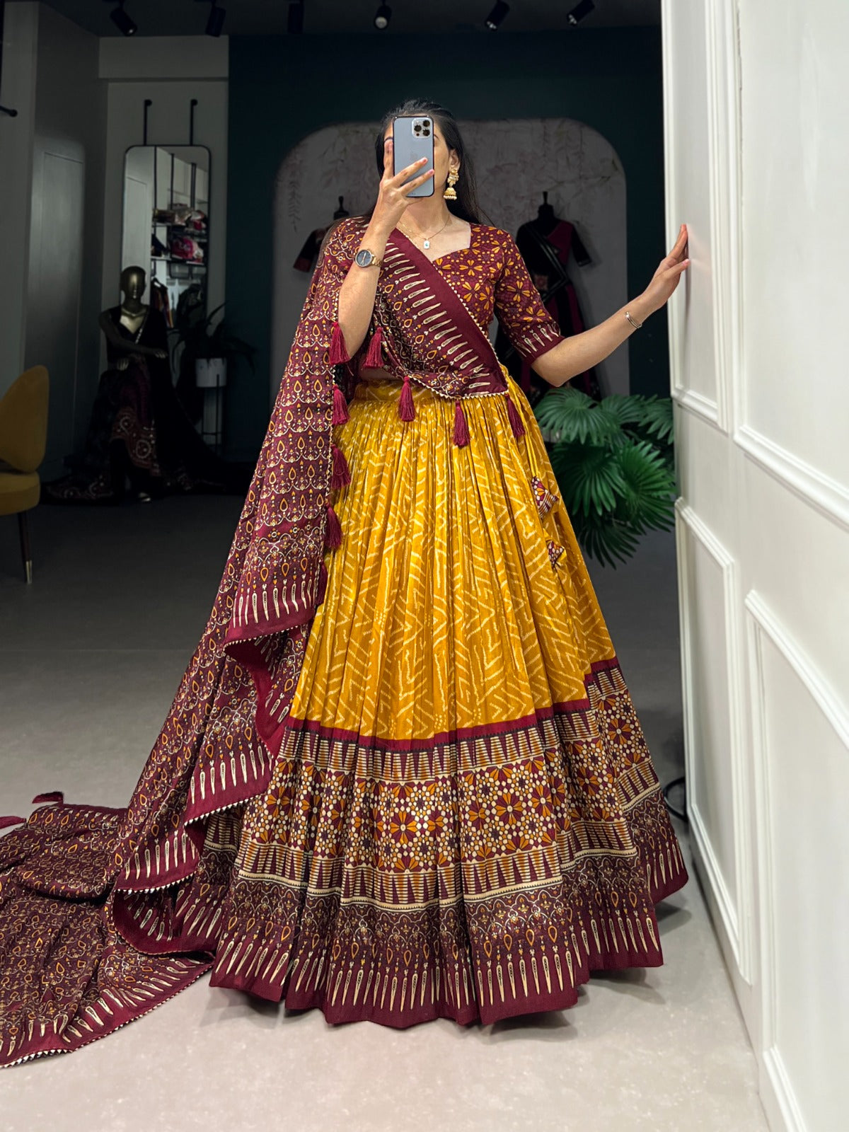 Mustard simple chaniya choli