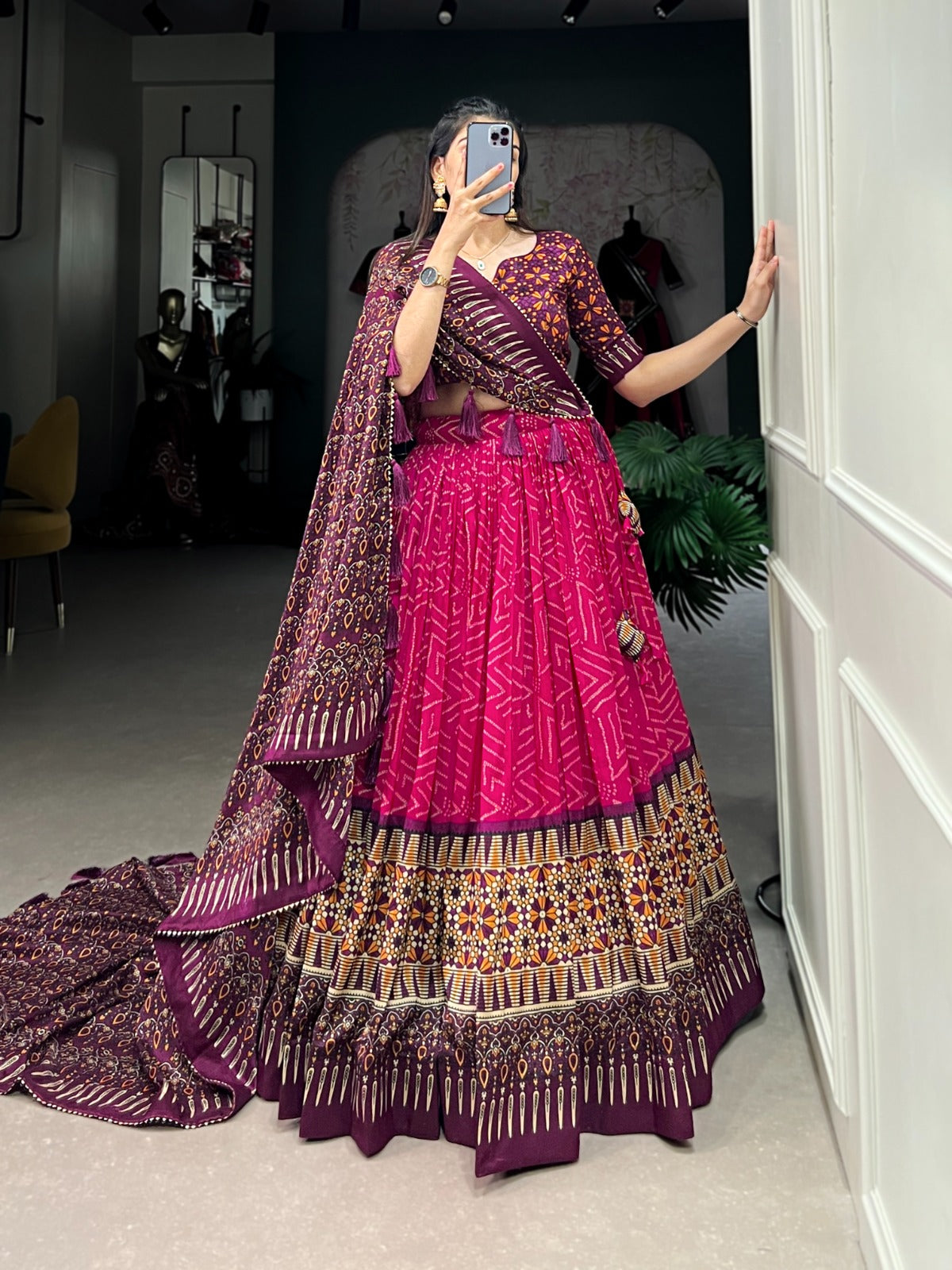 Pink color combination lehenga choli