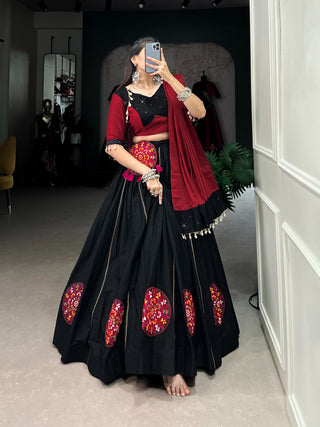 black cotton chaniya choli for women