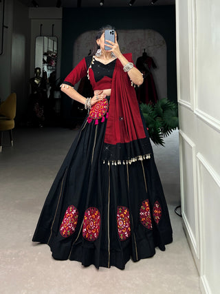 black red chaniya choli for garba nights usa