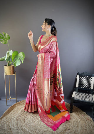 Wedding wear pink color saree images