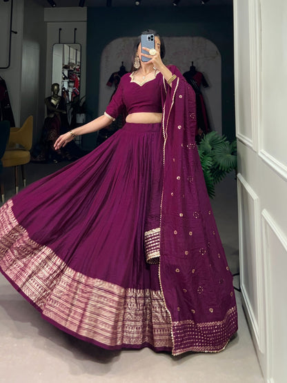 Wine color wedding wear lehenga choli