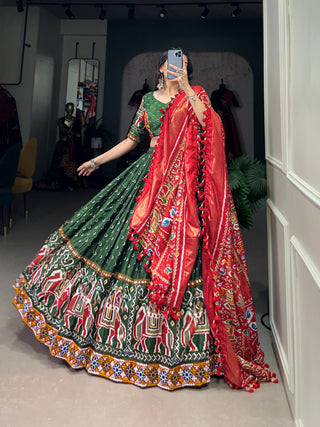 Dark Green Lehenga combination
