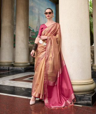 Party Wear peach color Saree
