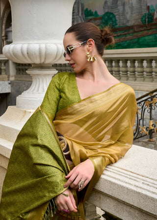 Pure green tissue weaving sarees online
