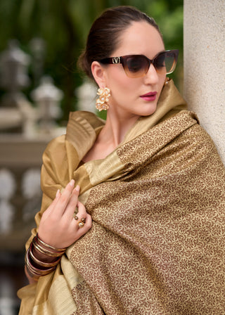 Golden tissue weaving saree images