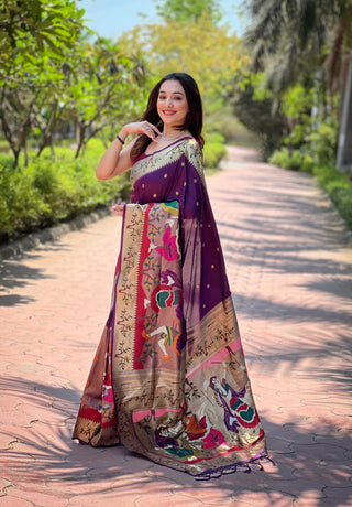 Buy Purple Paithani Saree for Women Online from ragthm