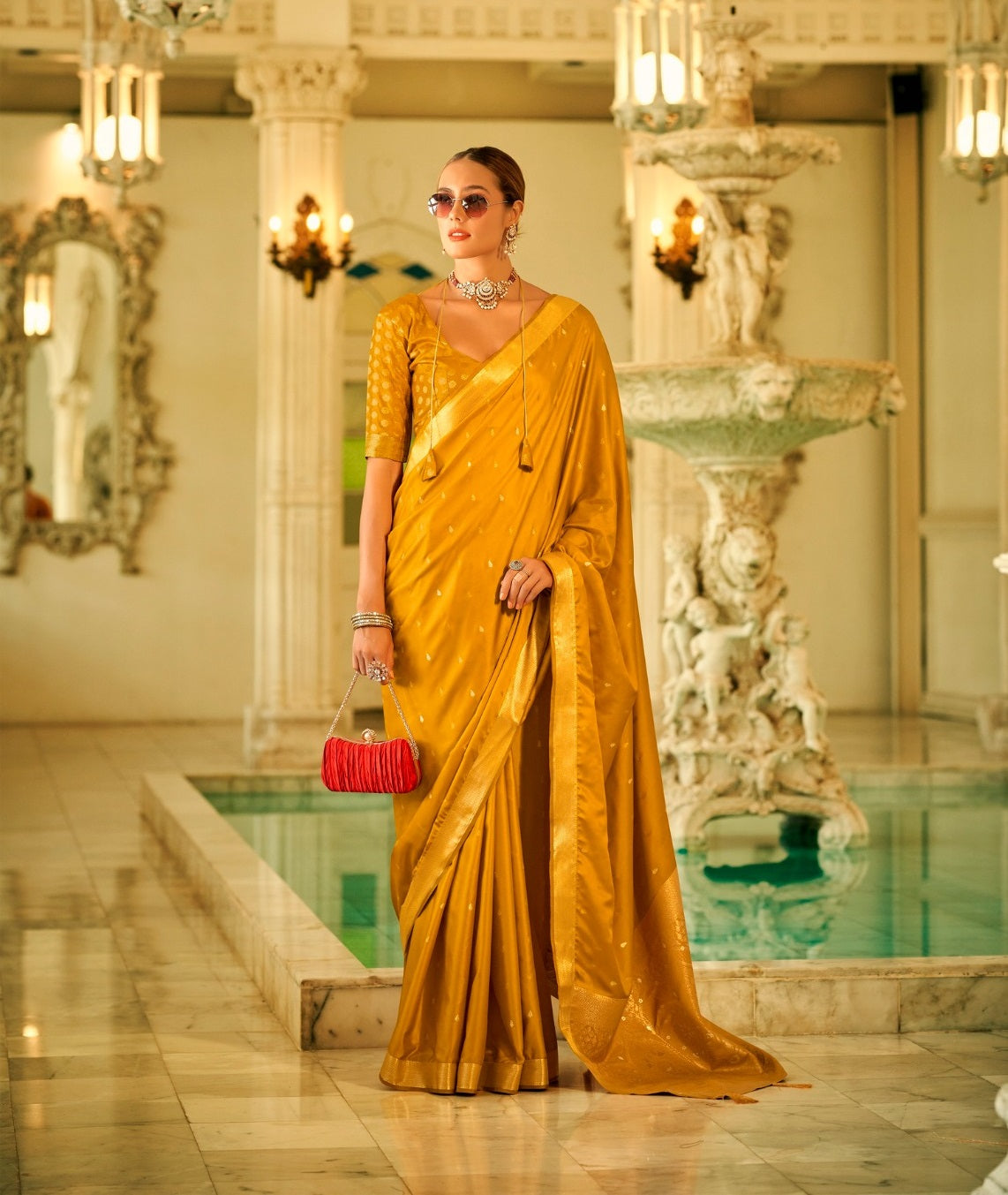 Modern Handwoven Sattin Designer Saree for Wedding Wear