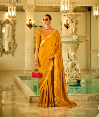 Modern Handwoven Sattin Designer Saree for Wedding Wear