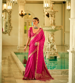 Light pink color satin saree
