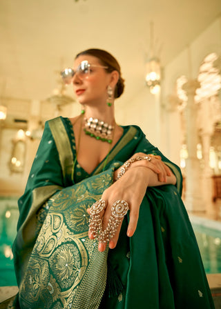 Banarasi Bottle Green Saree
