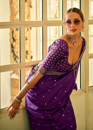 Purple satin saree blouse designs
