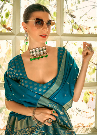 Rama zari weaving saree