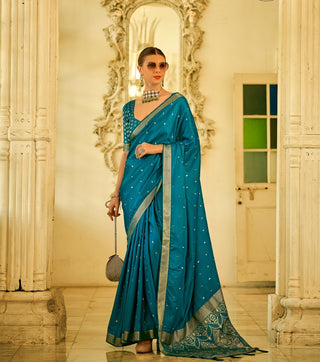 Rama color silk saree online