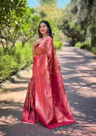 Orange color weaving saree for women 