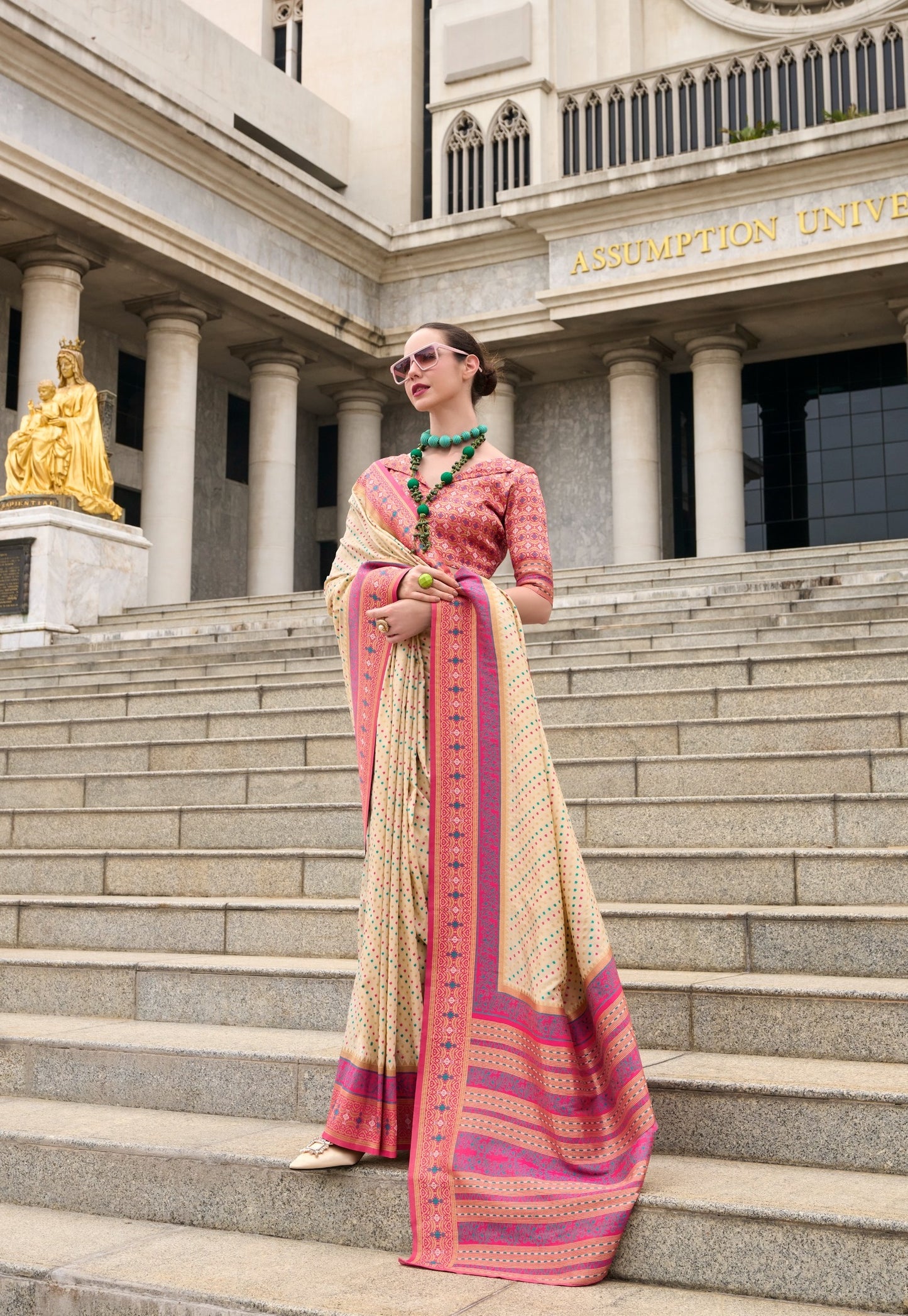 Beige saree for women
