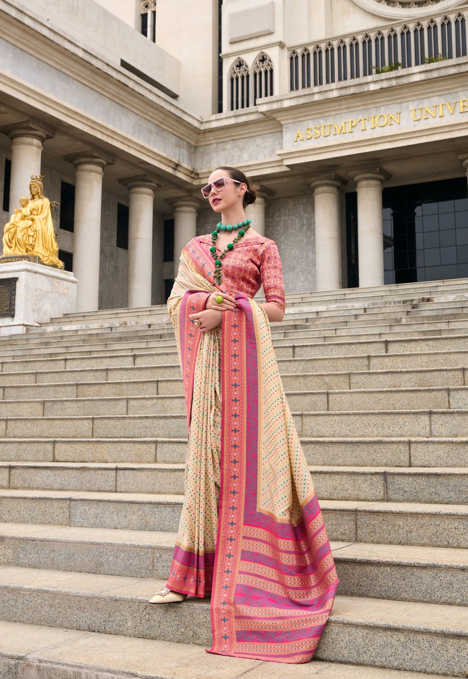Beige saree for women
